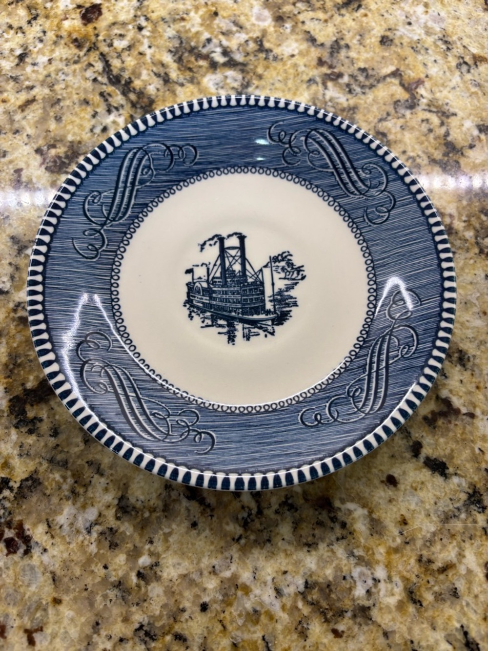 Vintage Royal China Currier & Ives Riverboat saucer